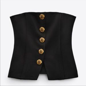 NWT Zara Bustier with Gold buttons
